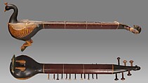Taūs (mayuri), Wood, metal, wire, glass, hide, polychrome, Indian